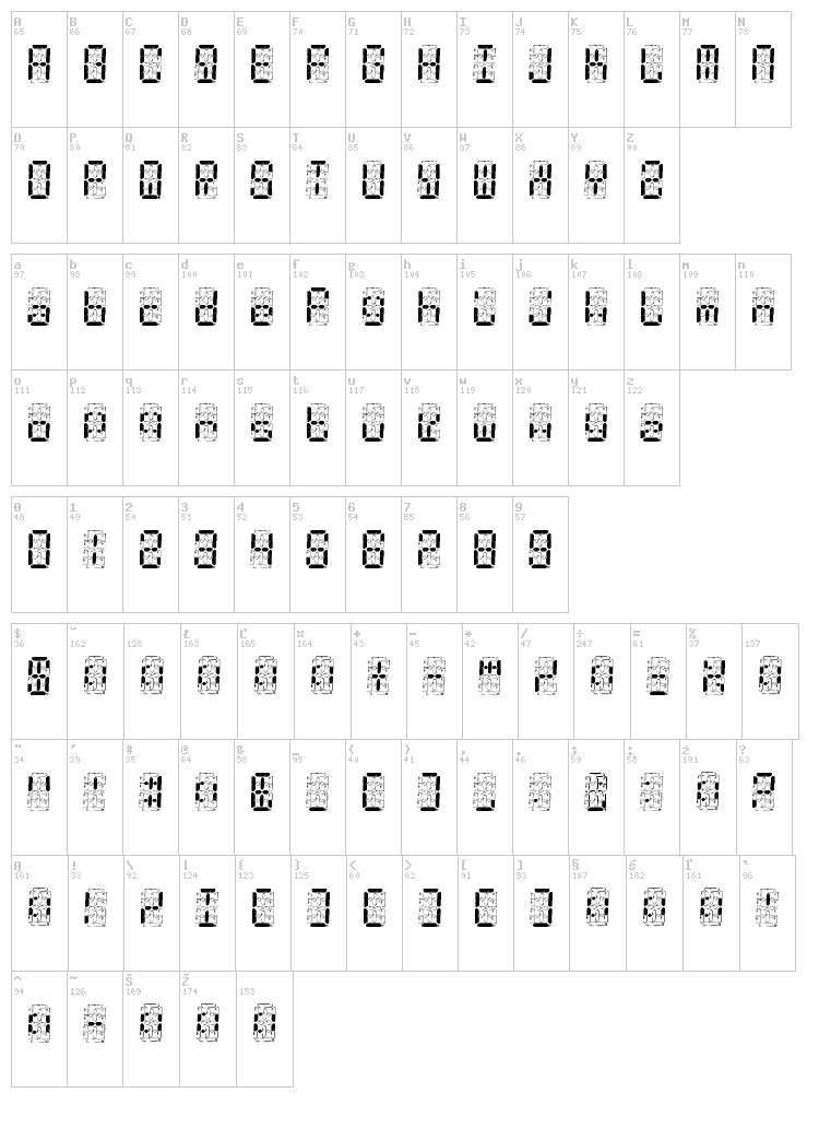 Digital Dust font map